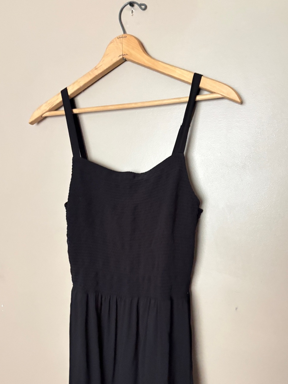 Old Navy fit & flare smocked midi sundress black summer dress viscose L tall EUC - Picture 7 of 15